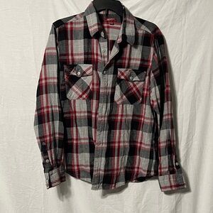 Arizona Jean Company Red and Black Plaid Shirt
